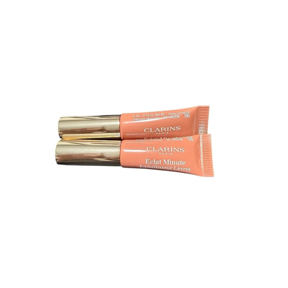 Clarins Natural Lip Perfector glosses in shade 06 Rosewood Shimmer lot of 2 mini